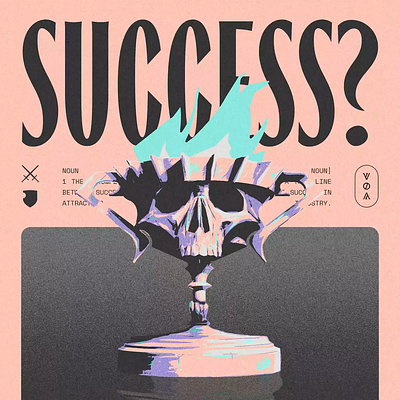 Success? - Animated Illustration animated illustration cup design fire flame graphic design illustration motion graphics skull success trophy typography