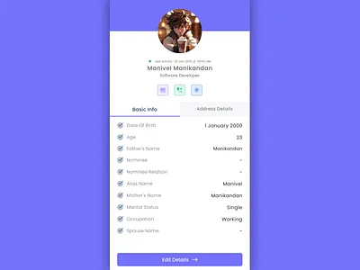 User Profile card adobe adobexd app brandidentity dribbblers figma graphic graphicgang inspiration logodesigner logoinspirations logos logotype photoshop typography uiinspiration uiuxdesign userinterfacedesign uxui websitedesign