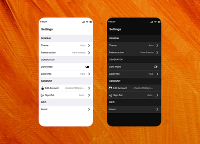 Settings Screen UI Design - Dark/Light mode daily dailyui design figma ui uiux ux