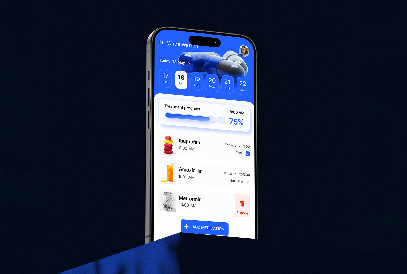 Medication Management 3d animation branding figma prototype graphic design health app intuitive design inventory tracking logo medication management mobile app design motion graphics reminder app ui user friendly.