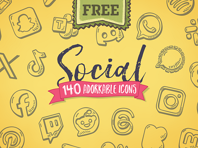FREE Hand-drawn Social Media Icons doodle free download free icons free social media icons freebie hand drawn hand drawn icons icon design icon pack icon set icons social media icons
