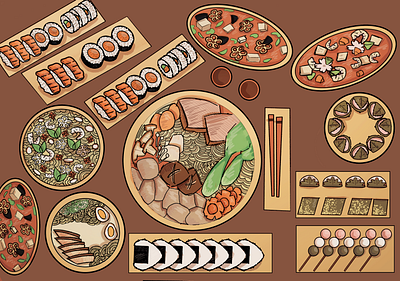 JAPANESE FOOD ILLUSTRATIONS adobe photoshop food illustration illustration