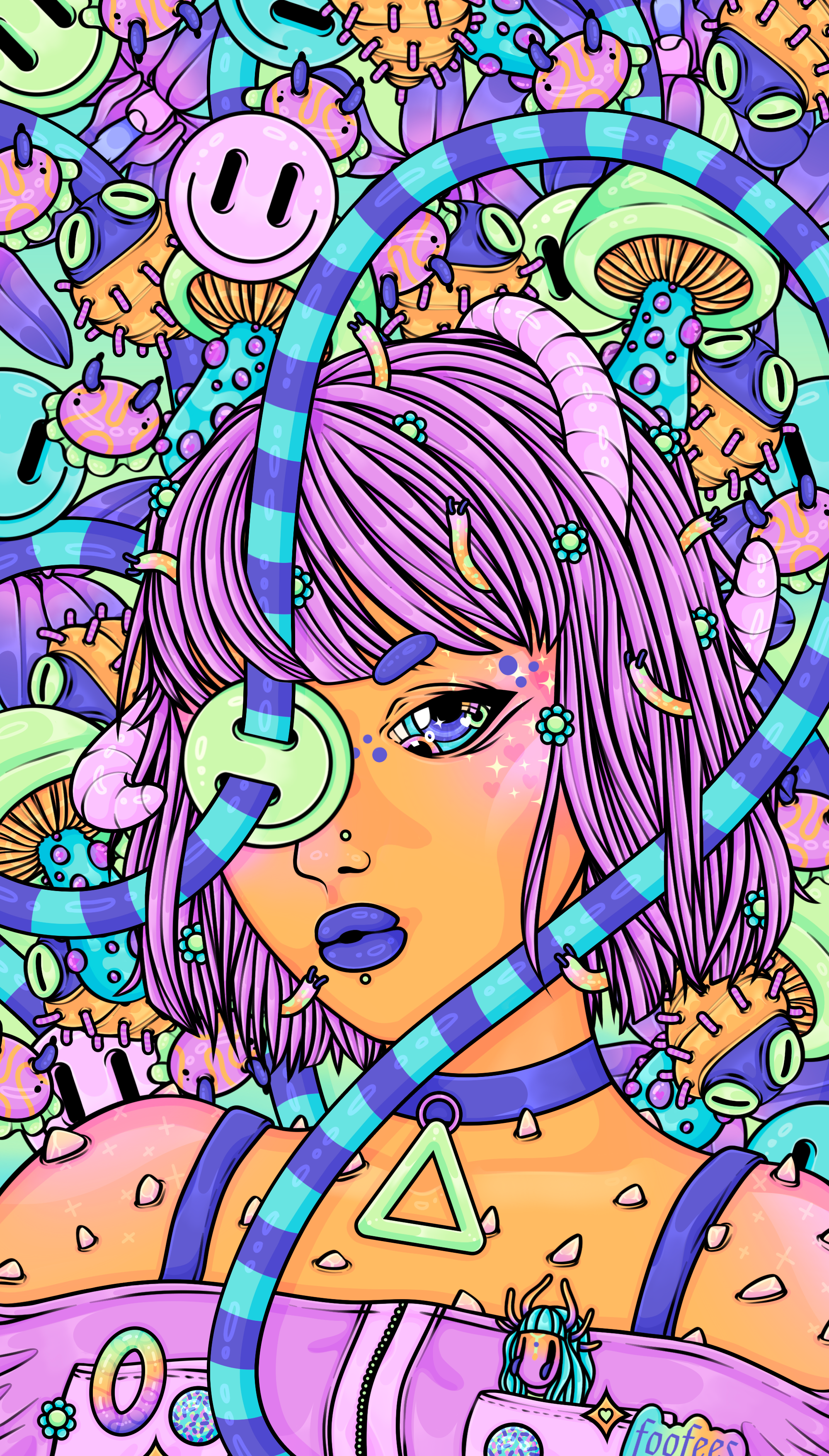 Enyo the Last Seanchaí art character colorful comic digital illustration nft pink portrait procreate