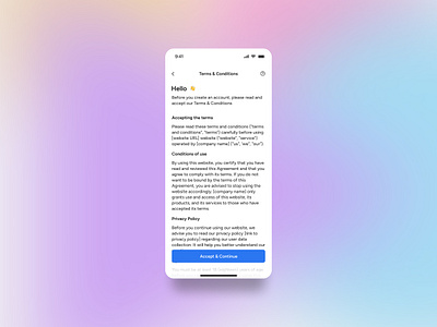 Terms and conditions page design components dailyuichallenge design mobile termsandconditionpage ui ux