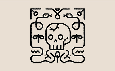 Skull&Snakes flower graphic design icon illustration insect line logo minimal ornament skull snake