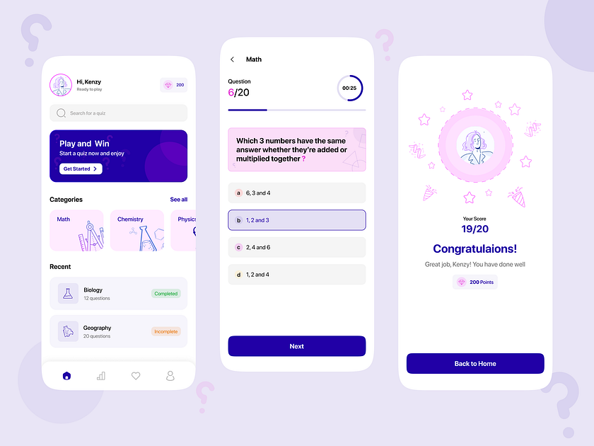 Quiz App designs, themes, templates and downloadable graphic elements ...