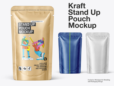 Kraft Stand-Up Pouch Mockup 3d adobe mockup design download mockup frei mockup kraft kraft pauch mock up mockup mockup tools pouch pouch mockup psd stend up pouch