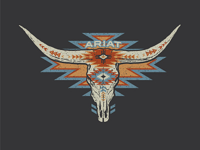 Geo Skull aztec cow skull graphic design illustration southwest steer tee shirt western