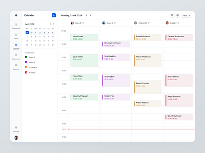 Calendar schedule for small businesses calendar view dark mode grid layout light mode saas schedule ui