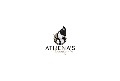 Athena's Beauty ancient greek helmet ancient greek logo arrow athena athena logo beauty saloon branding goddess greek logo minimal logo sleek arrow