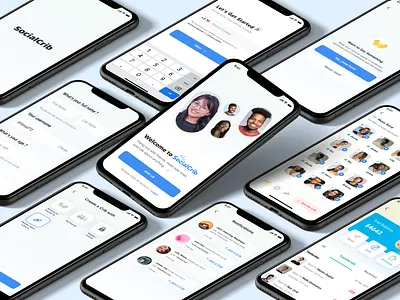 Social Crib app design clean deisgn figma ui uxui design
