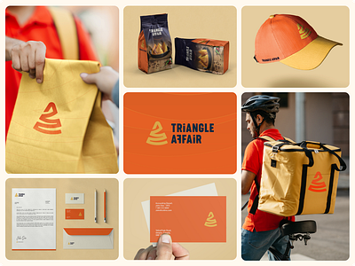 Branding and Packaging Design: Triangle Affair brandidentity branding culinaryexperience flavoredsamosas graphic design illustration onexcell packagingdesign take away packaging typography