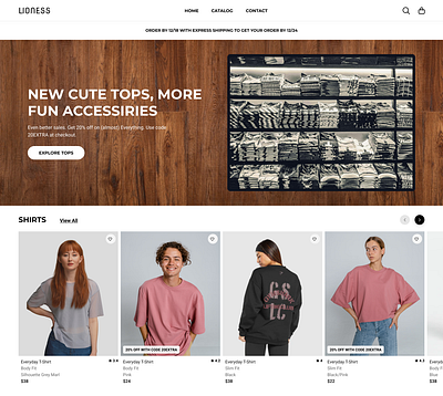 LIONESS branding clothing design ecommerce figma illustration landing page store ui ux web design