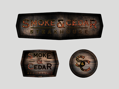 Smoke & Cedar branding / another unused concept adobe photoshop brand brand identity branding casino hospitality industry illustration illustrator logo logo design luxurious luxury procreate restaurant rustic steakhouse type typography wordmark