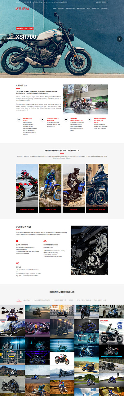 Web Design for Yamaha Motorcycles web design