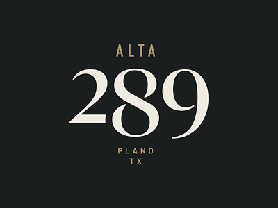 Alta 289 289 apartment brand identity branding community custom type logo luxury numbers numerals real estate typography