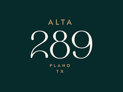 Alta 289 — concept 289 apartment brand identity branding community custom type elegant logo luxury numbers numerals real estate serif typography