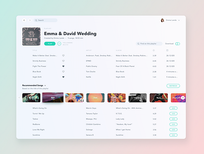 Spotify White Theme List Page redesign spotify white theme