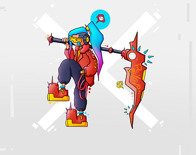 Cyberpunk character illustration graphic design