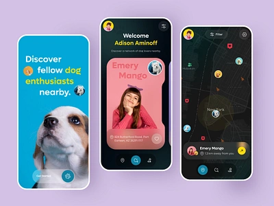 Dating Mobile App for Dogs android app app design app interaction dashboard dating dating app design ios match mobile mobile app mobile ui online pet photo ui uiux ux