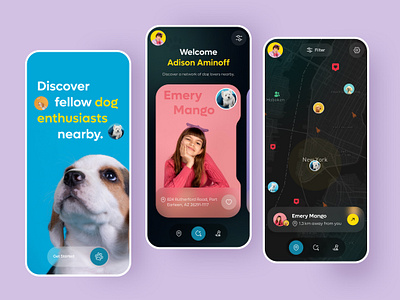 Dating Mobile App for Dogs android app app design app interaction dashboard dating dating app design ios match mobile mobile app mobile ui online pet photo ui uiux ux