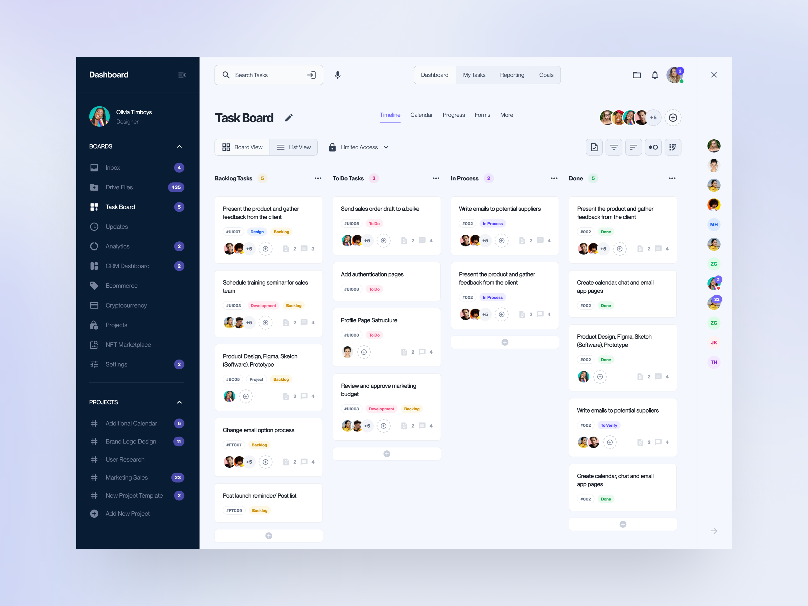 SaaS Dashboard app chat corporate corporate dashboard kanban product reports saas saas dashboard tasks web
