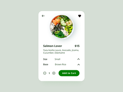 Product card e commerce food green product card restaurant ui