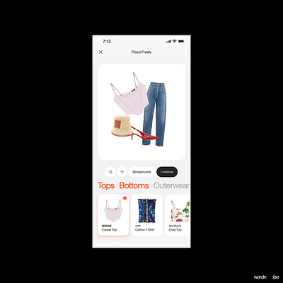Wardrobe — Create Look: Place Freely app design figma minimal product design ui ux wardrobe