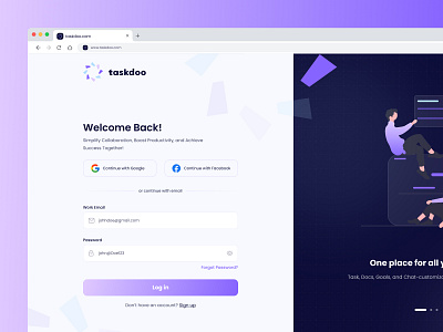 TaskDoo™ - Login Page Design ui uiux ux