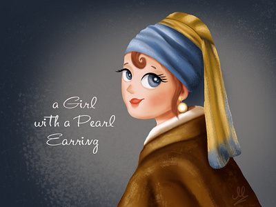 a Girl with a Pearl Earring 2d illustration animation concept art design digital art digital painting fine art graphic design illustration illustrations for books motion graphics paintings vermeer