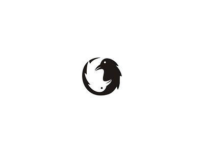 Dual raven logo yin yang animal bird birds black white fly logo logo design minimal minimalist negative space raven simple symbol yin yang