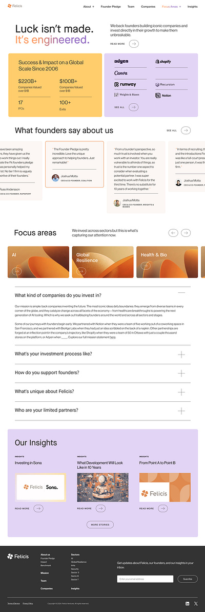 Felicis website homepage landing ui ux website