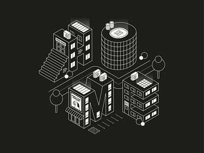 Home Town 3d abstract buildings city cityscape design digital art geometric graphic design ill illustration isometric isometric typography minimal town type typography