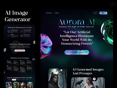 AI Image Generator Site - Aurora AI✨ ai ai design ai image ai image generator ai site artificial intelligence aurora design landing landing page product design ui design uiux web design website