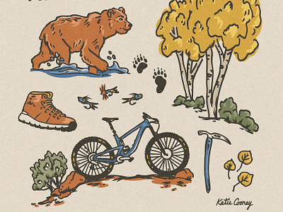 Adventure Film Festival Poster adventure aspen aspen trees bear bike boot film festival fly fishing hiking illustration illustrator mountain biking outdoor industry poster poster artwork rocky mountains tetons