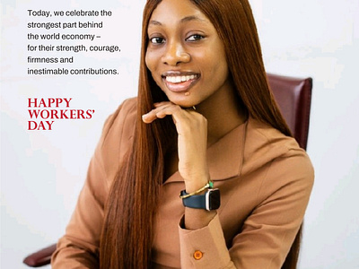 Happy Workers' Day akinkunmi babatunde concept on workers day design on workers day happy workers day lady smiling smiling lady tunecxino workers day design