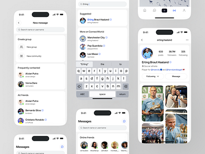 ConnectWorld - Social Media App (Message) app app design chat clean football ios message new message profile soccer social media social media app ui uiux