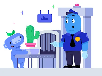 Discord Travel airport discord flat gaming icon illustration modern security travel vector video game wumpus