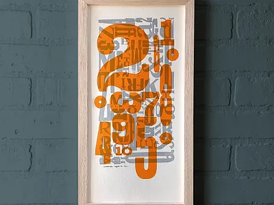 Typography Collage - two color, 8x16" graphic design letterpress relief printing typography