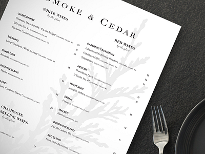 Smoke & Cedar branding / Winelist menu