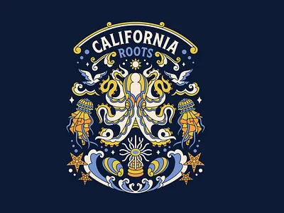 California Root Fest: Merch Full Preview art fest beach bird editorial fest festival geometric graphic design illustration line line art lineart logo merch merchandise monoline music octopus sea wave