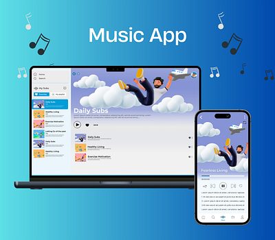Music App Sample concept cute design graphic design music music landing page ui ux web page website