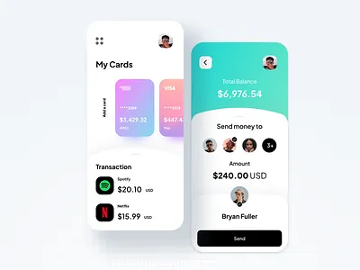 Mobile Banking App banking credit card mobile app mobile banking send money transactions ui uiux ux