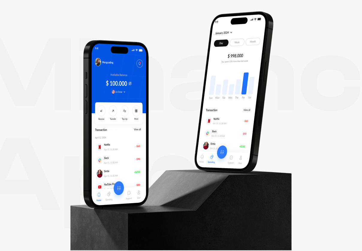 Minance App - Finance & Bank Management App agency app app design bank app bussines clean design e wallet figma finance finance app financial illustration scan statistic ui uiux ux wallet app web design