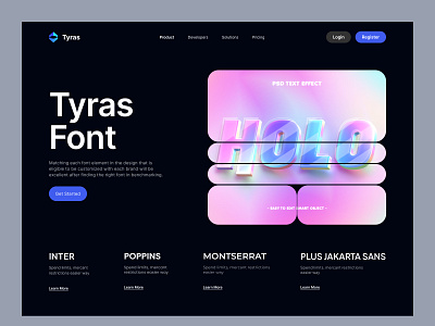 Tyras Font | Website branding business clean dark design font header home page identity landing page mobile service startup supitar ui user interface ux web webdesign website