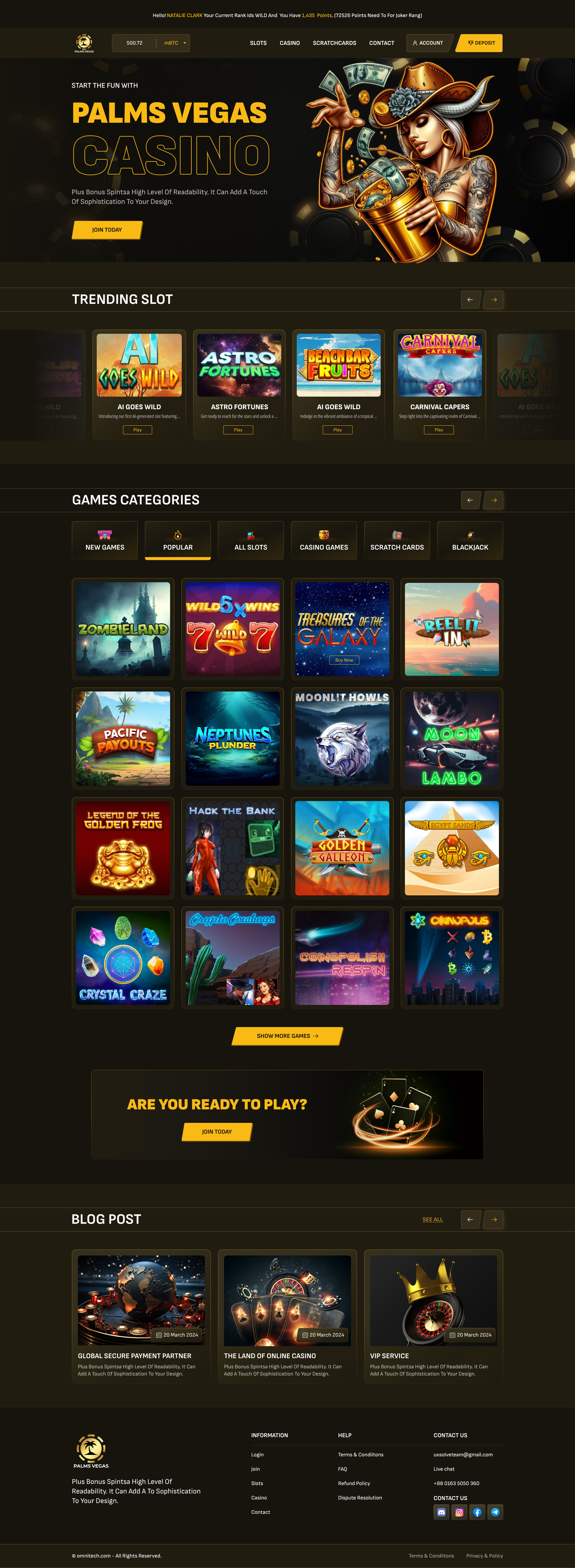 Casino UI design In Figma 3d casino fig figma figma casino website graphic design landingpage motion graphics ui userinterface ux website xd
