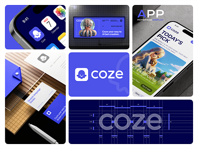 Coze Bot Brand app bento billboard blue brand card document font icon logo minimalist octopus system ui ux vis word