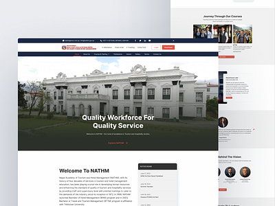College website UI design | NATHM college education hero section homepage kishor kumar khadka landing page nepal ui website