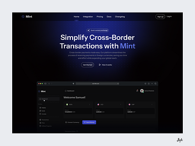 Mint Landing Page dashboard design fintech landing page ui uiux