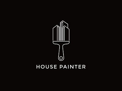 House_paint_brush_logo brandiderntity branding brandmark companylogo design graphic design house logo illustrator logo logo design paint brush logo